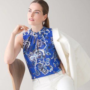 WHBM Sleeveless Grommet Detail Top Bali Blue L